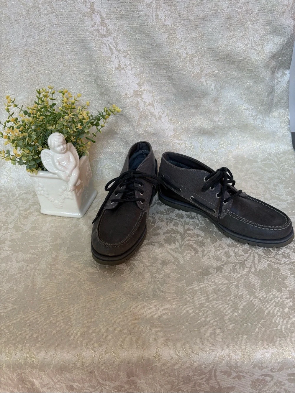 Sperry Leather & Canvass Topsider Shoes - Lace-Up Comfort in Gray